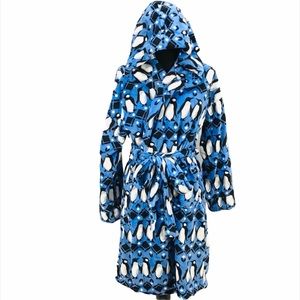 Vera Bradley Penguins Intarsia Fleece Robe, Blue, Small-Medium
